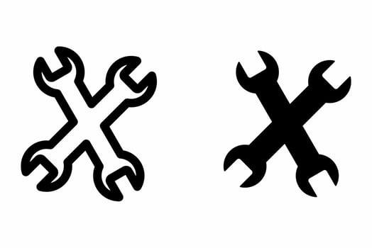 Set icon vector  repair for web, computer and mobile applications on white background in black fill and black outline style.