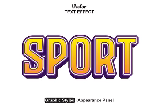 sport text effect with orange color graphic style and editable. vector