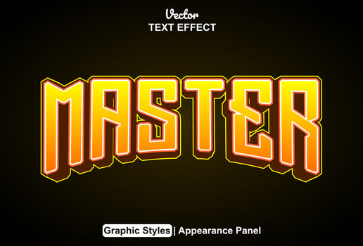 master text effect with orange graphic style and editable. vector