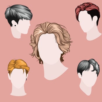 Men hairstyle. K-pop hairstyle. Man korean haiarstyle vector
