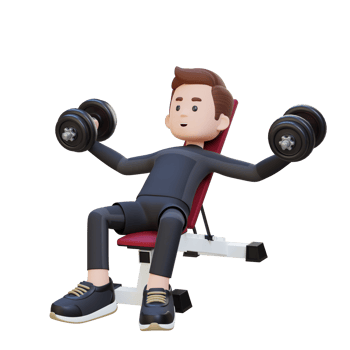 3D Sportsman Character Sculpting Muscular Chest with Incline Bench Dumbbell Chest Fly png