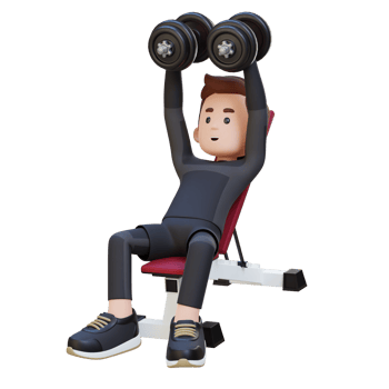 3D Sportsman Character Sculpting Muscular Chest with Incline Bench Dumbbell Chest Fly png