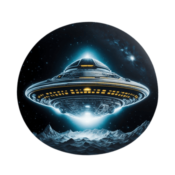 A photography sticker of a flying saucer. png
