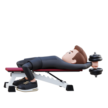 3D Sportsman Character Strengthening Back and Chest with Dumbbell Pullover Exercise png