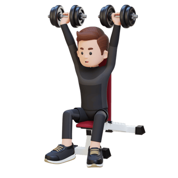 3D Sportsman Character Sculpting Strong Shoulders with Dumbbell Shoulder Bench Press png