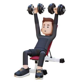3D Sportsman Character Building Upper Body Strength with Incline Bench Dumbbell Chest Press png