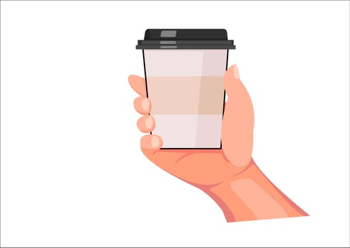 hand holding a cup of coffee vector
