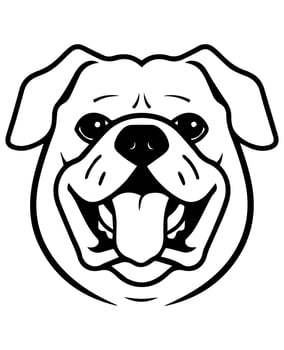 Bulldog vector icon glyph isolated, black and white silhouette.