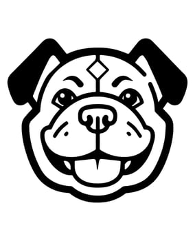 Bulldog vector icon glyph isolated, black and white silhouette.