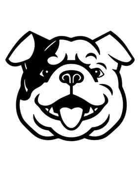 Bulldog vector icon glyph isolated, black and white silhouette.