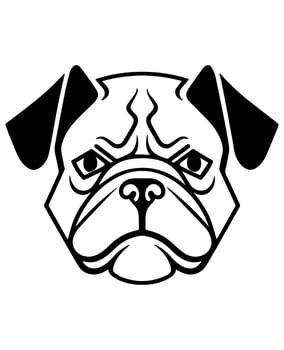 Bulldog vector icon glyph isolated, black and white silhouette.
