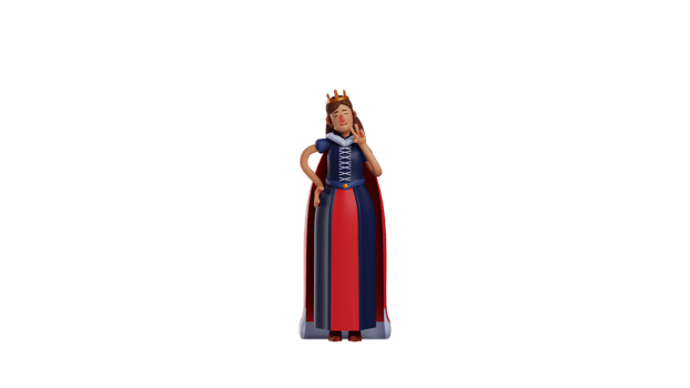 3D illustration. Adorable Princess 3D cartoon character. Beautiful royal princess is posing with her two fingers. Beautiful princess showing peace pose and smiling sweetly. 3D cartoon character png