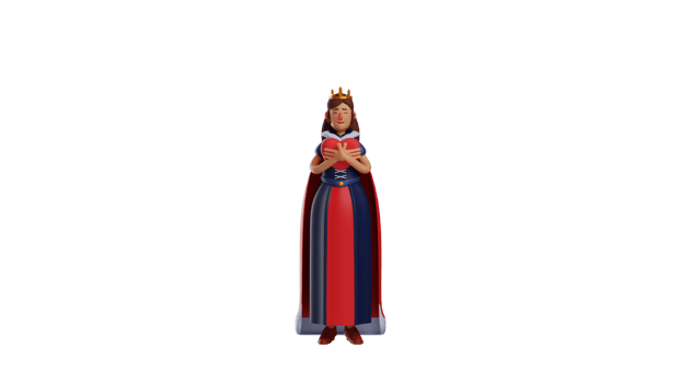3D illustration. Romantic Princess 3D cartoon character. The royal princess hugs the pink heart symbol. The beautiful princess smiled sweetly while closing her eyes. 3D cartoon character png