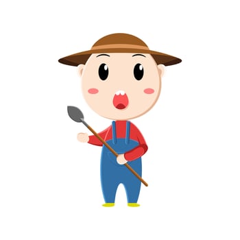 cute farmer character on white background vector