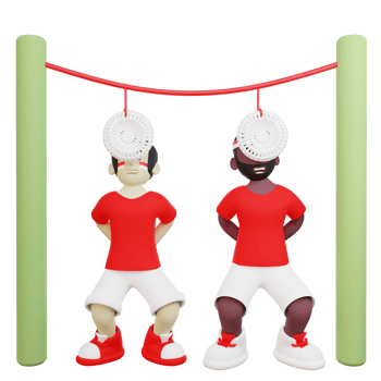 3d Illustration of 2 Indonesian Guy Doing Traditional Eating Crackers Competition on Indonesia Independence Day png