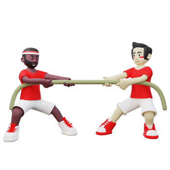 3d Illustration of 2 Indonesian Guy Doing Traditional Tug of War Competition on Indonesia Independence Day png
