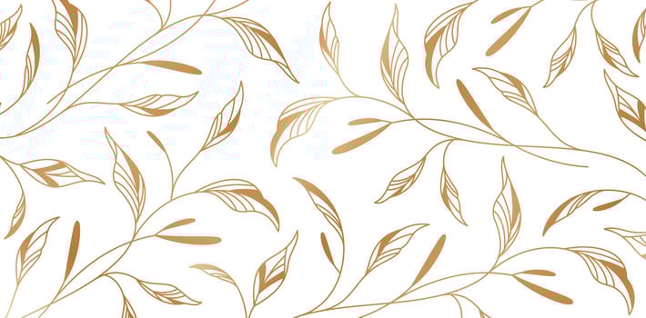 golden pattern with hand drawn branches and leaves for Fashionable textile, book covers, Digital interfaces, prints design templates material, wedding invitation, banners vector