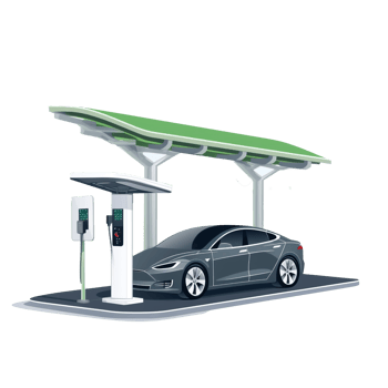 Electric car charging station concept illustration for green environment, ecology, sustainability, clean air, future. AI Generate. png