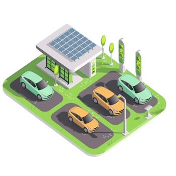 Solar cell cars parking roof ev car charging station png