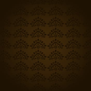 Shiny brown color seamless background with floral design pattern. vector