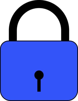 Black and blue lock on white background. vector