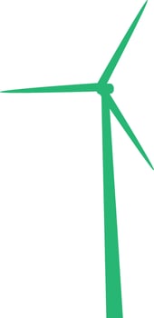Flat green windmill on white background. vector