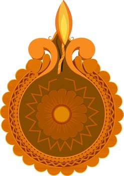 Beautiful artistic oil lamp Diya design. vector