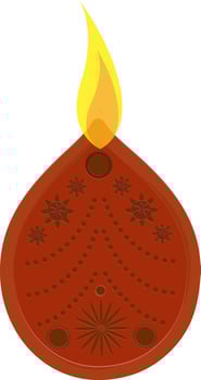 Illustration of illuminated oil lamp design. vector