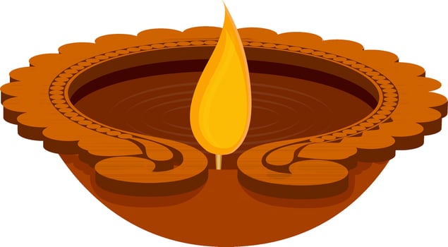 Creative brown oil lamp Diya design. vector