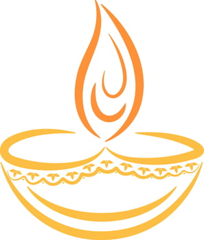 Flat illustration of illuminated oil lamp Diya. vector