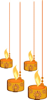 Beautiful hanging oil lamps design. vector