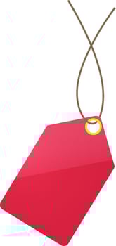 Pink hanging price tag or label. vector