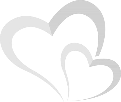 Flat style two hearts in gray color. vector