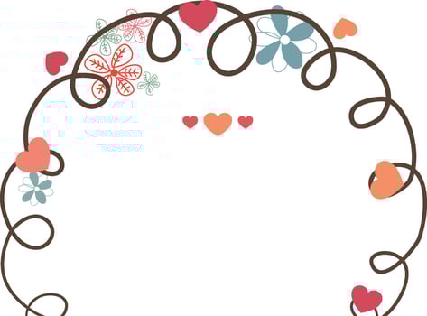 Flowers and hearts decorated design. vector