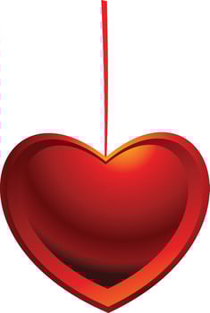 Beautiful glossy red hanging heart. vector