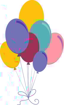 Realistic colorful bunch of flying balloons. vector
