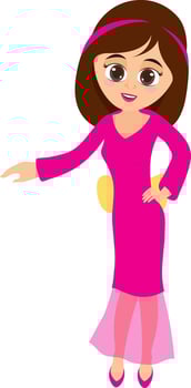 Illustration of beautiful bride in pink dress. vector