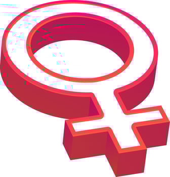 Illustration of 3D female sign or symbol. vector