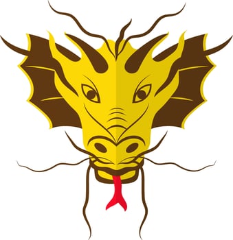 Half shadow of dragon face icon in chinese zodiac. vector