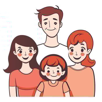 Happy family father, mother and child cute hand drawn pattern vector illustration design line drawing.