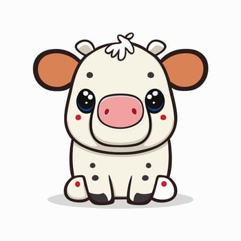 Cute Cartoon a Cow on white background vector