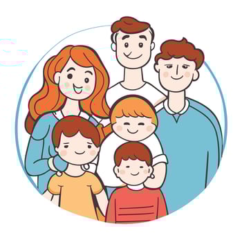 Happy family father, mother and child cute hand drawn pattern vector illustration design line drawing.