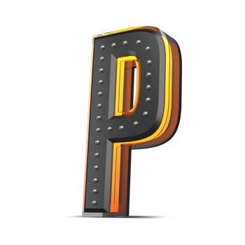 3D alphabet with pin decoration and neon light effect, 3d rendering png