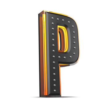 3D alphabet with pin decoration and neon light effect, 3d rendering png
