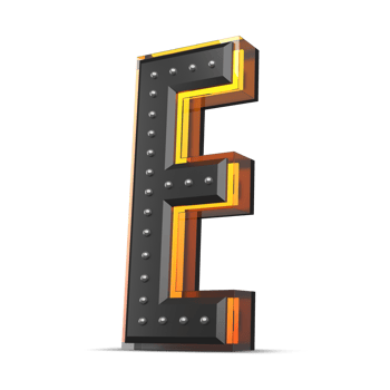 3D alphabet with pin decoration and neon light effect, 3d rendering png