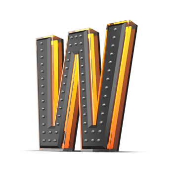 3D alphabet with pin decoration and neon light effect, 3d rendering png