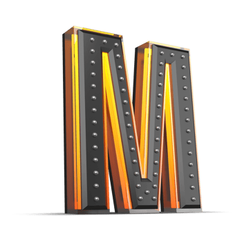 3D alphabet with pin decoration and neon light effect, 3d rendering png