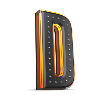 3D alphabet with pin decoration and neon light effect, 3d rendering png
