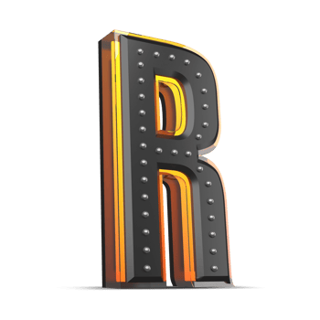 3D alphabet with pin decoration and neon light effect, 3d rendering png