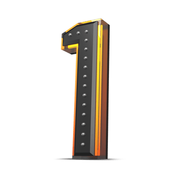 3D number with pin decoration and neon light effect, 3d rendering png